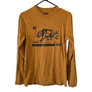 Levi's Small Mustard Yellow Distressed Graphic Long Sleeve Tee
